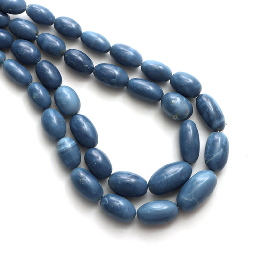 Blue Opal Smooth Tumble Beads, 6.5x9.5 mm To 11.5x19 mm, Opal Jewelry Making Beads, 18 Inches Full Strand, Price Per Strand