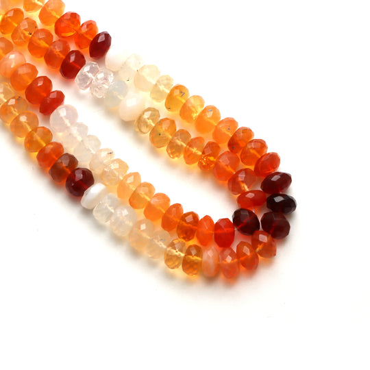 Fire Opal Faceted Rondelle Beads, 6.5 mm To 7 mm, Fire Opal Jewelry Making Beads, 16 Inches Full Strand, Price Per Strand