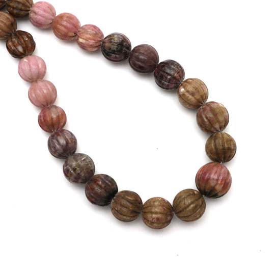 Multi Tourmaline Carving Balls Beads, 12.5 mm To 16.5 mm, Tourmaline Jewelry Making Beads, 20 Inches Full Strand, Price Per Strand