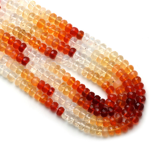 Fire Opal Faceted Rondelle Beads, 5.5 mm, Fire Opal Jewelry Making Beads, 16 Inches Full Strand, Price Per Strand