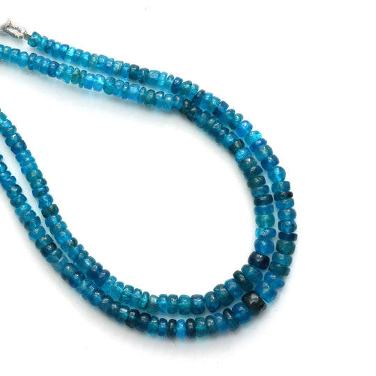Neon Apatite Smooth Rondelle Beads, 3.5 mm To 5.5 mm, Neon Apatite Jewelry Making Beads, 8 Inches Full Strand, Price Per Strand