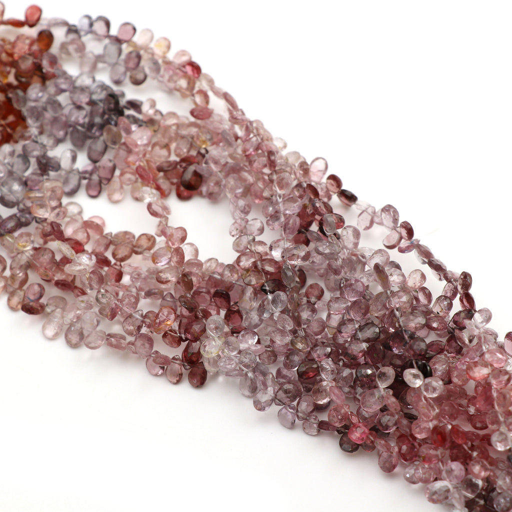 Multi Spinel Faceted Pear Beads | 4x5.5 mm to 4x6 mm | Multi Spinel Beads | Gem Quality | 8 Inch, 14 Inch Full Strand | Price Per Strand - National Facets, Gemstone Manufacturer, Natural Gemstones, Gemstone Beads