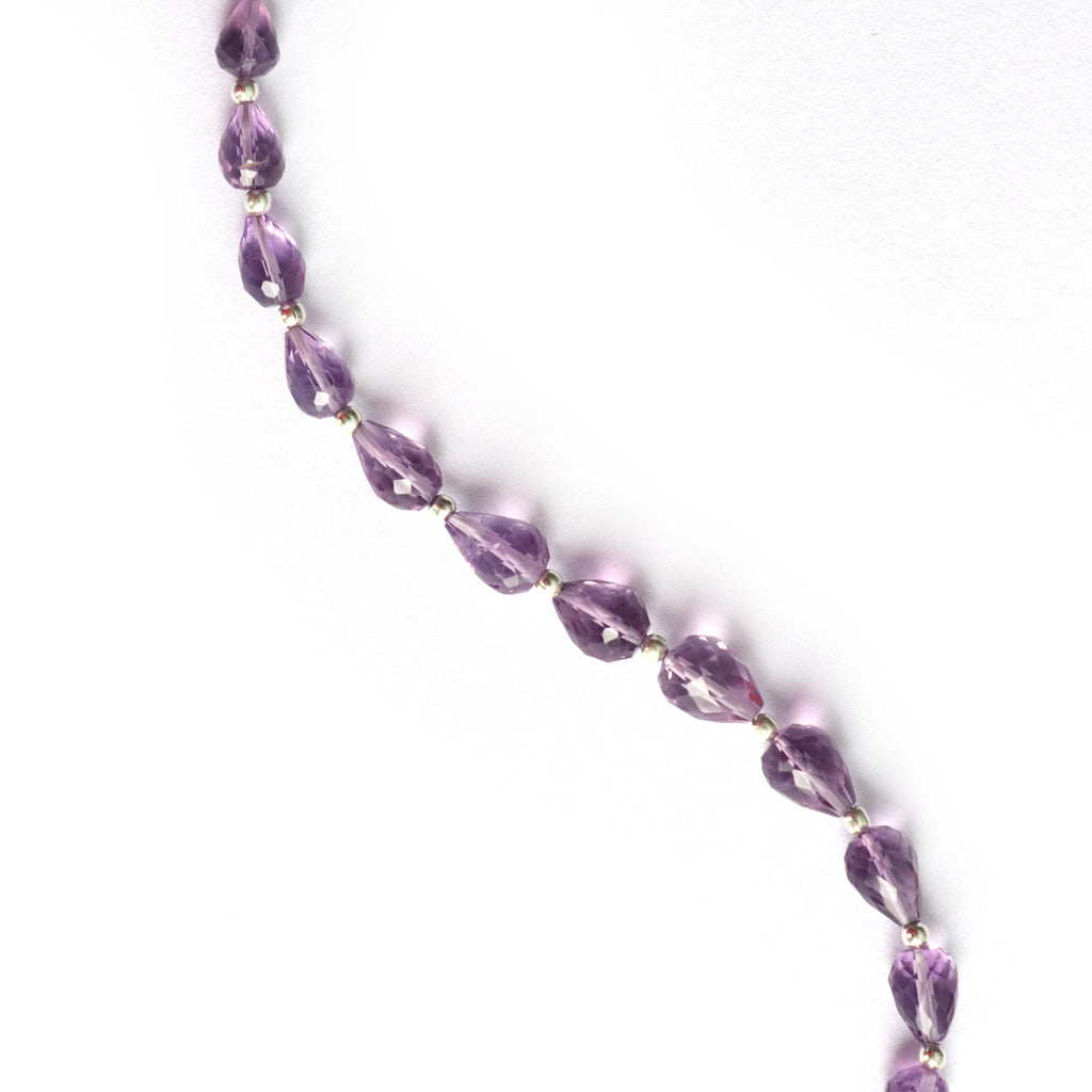 Amethyst Tear Drops Briolette beads, Amethyst Faceted, Amethyst Straight Drill Drops, - 6x5 mm to 11.5x8 mm 8 Inch, Price Per Strand - National Facets, Gemstone Manufacturer, Natural Gemstones, Gemstone Beads
