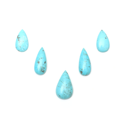 Natural Turquoise Smooth Pear Cabochon Gemstone | 15x27 mm to 20x34 mm | Gemstone Cabochon | Set of 5 Pieces