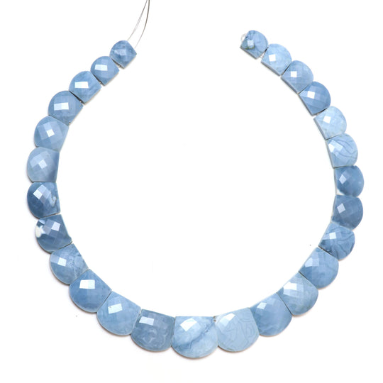 Natural Blue Opal Faceted Slice Layout Beads, 12.5x13.5 mm to 22x25 mm, Opal Jewelry Making Beads, 17 Inch Full Strand, Price Per Strand