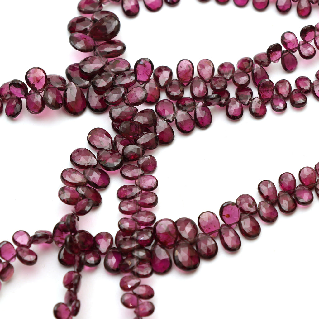 Natural Garnet Faceted Pear Beads | 5.5x4 mm to 10x7 mm | 8 Inch | Garnet Faceted Beads | Price Per Strand - National Facets, Gemstone Manufacturer, Natural Gemstones, Gemstone Beads