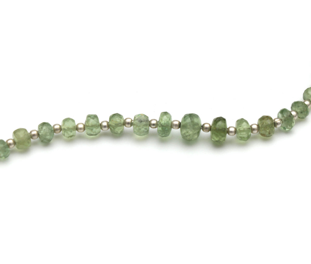 Mint Apatite Faceted Roundel Beads - 4 mm to 7 mm - Mint Apatite Beads - Gem Quality , 8 Inch/ 20 Cm Full Strand, Price Per Strand - National Facets, Gemstone Manufacturer, Natural Gemstones, Gemstone Beads