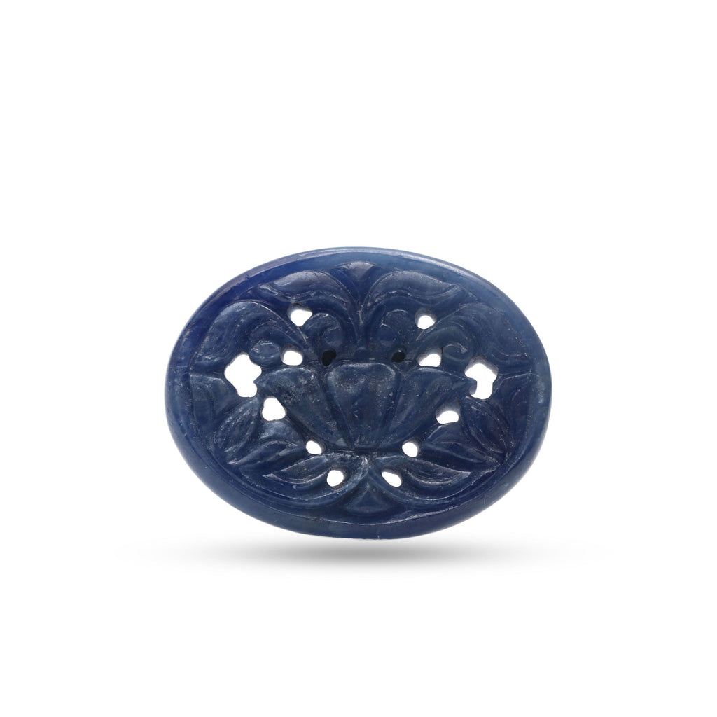 Natural Blue Sapphire Carving Oval Loose Gemstone - 23x30mm - Sapphire Oval , Sapphire Carving Loose Gemstone , 1 Pieces - National Facets, Gemstone Manufacturer, Natural Gemstones, Gemstone Beads