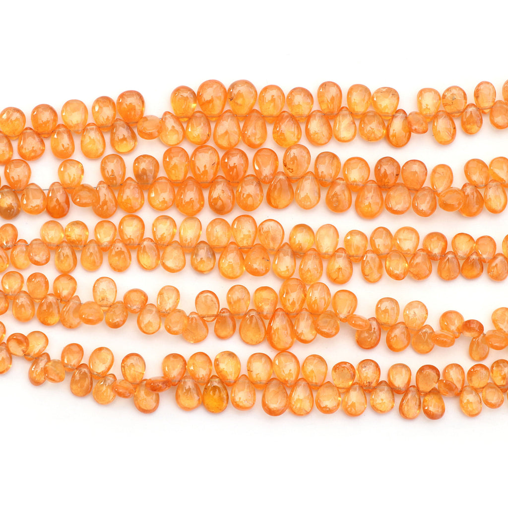 Spessartite Smooth Pear Beads- 4.5x5.5mm To 5.5x8mm- Spessartite Pear Beads - Gem Quality, 8 Inch/16 Inch Full Strand, Price Per Strand - National Facets, Gemstone Manufacturer, Natural Gemstones, Gemstone Beads
