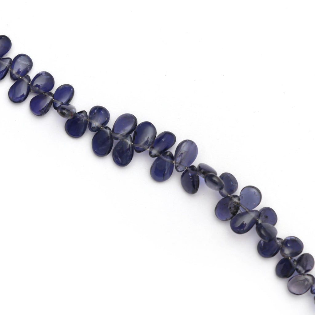Natural Iolite Smooth Pears Beads - Iolite Smooth - 5.5 mm to 6 mm - Iolite Pear - Gem Quality , 8 Inch/ 20 Cm Full Strand, Price Per Strand - National Facets, Gemstone Manufacturer, Natural Gemstones, Gemstone Beads