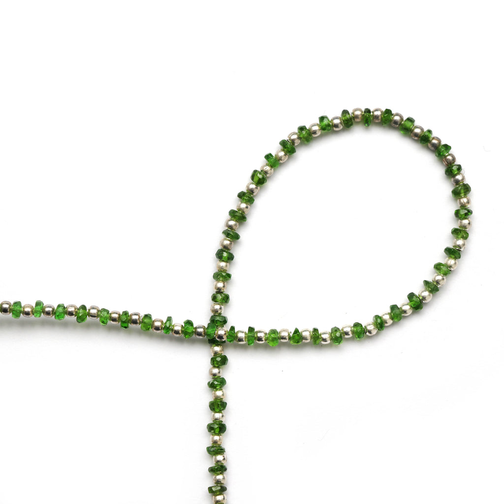 Natural Chrome Diopside Faceted Beads, Micro Faceted 3 mm AA, Green Chrome Diopside Tiny Beads Gemstone Small Green Semi Precious, 8 Inch - National Facets, Gemstone Manufacturer, Natural Gemstones, Gemstone Beads