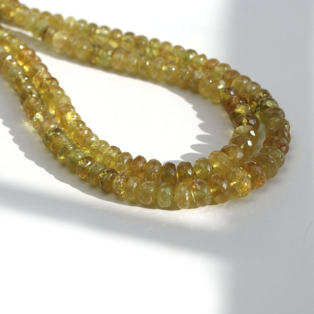 Sphene Faceted Roundel Beads, 5 mm to 8.5 mm, Sphene Roundel Beads - Gem Quality , 8 Inch/ 16 Inch/ 18 Inch Full Strand, Price Per Strand - National Facets, Gemstone Manufacturer, Natural Gemstones, Gemstone Beads
