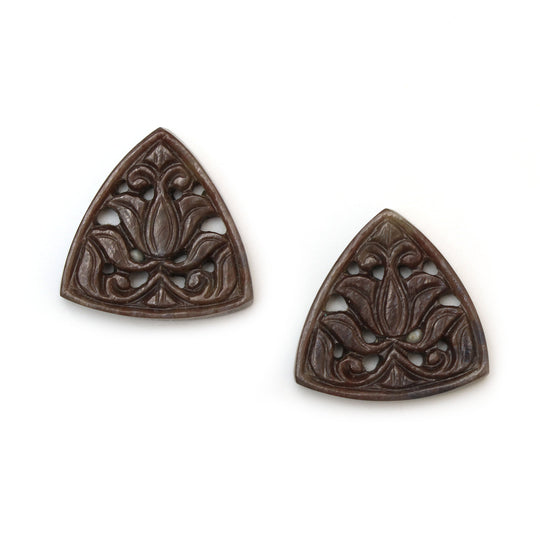 Natural Wonder Sapphire Carving Trillion Shaped Loose Gemstone - 21x21x3 mm - Trillion Wonder Sapphire, Loose Gemstone, Pair (2 Pieces)