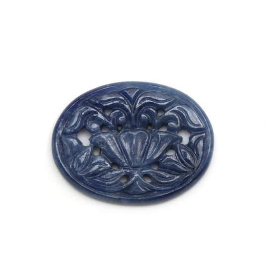 天然ブルーサファイア彫刻オーバルルース宝石 - 23x30 mm - サファイアジュエリーメイキング宝石、1個