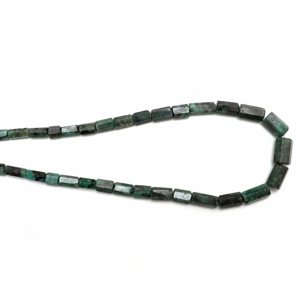 Natural Emerald Faceted Cylinder Beads | Unique Emerald Necklace | 4.5x10 mm to 10.5x15.5 mm | 8 Inch/ 18 Inch Strand | Price Per Strand - National Facets, Gemstone Manufacturer, Natural Gemstones, Gemstone Beads