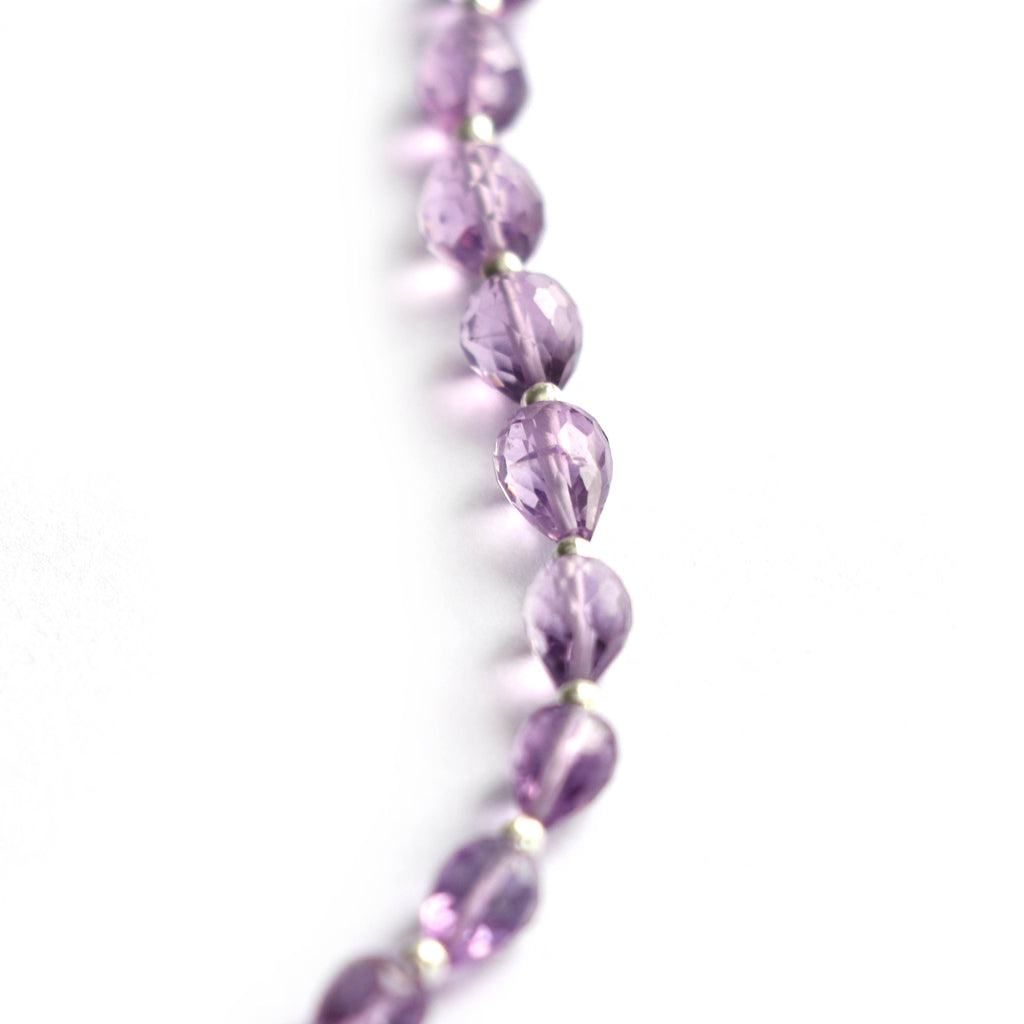 Amethyst Tear Drops Briolette beads, Amethyst Faceted, Amethyst Straight Drill Drops, - 6x5 mm to 11.5x8 mm 8 Inch, Price Per Strand - National Facets, Gemstone Manufacturer, Natural Gemstones, Gemstone Beads