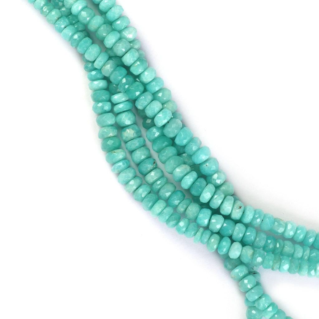 Natural Amazonite Faceted Beads | Amazonite Beads | Faceted Beads | 4 mm to 5 mm-Amazonite Beads-Gem Quality, 8 Inch, Price Per Strand - National Facets, Gemstone Manufacturer, Natural Gemstones, Gemstone Beads