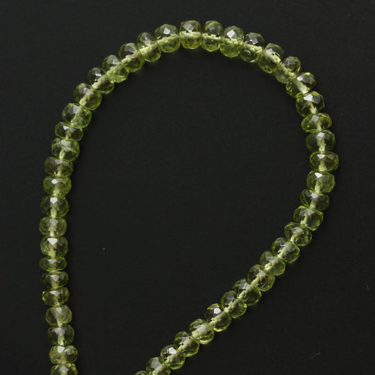 Peridot Faceted Roundel Beads - 4.5 mm to 5.5 mm - Peridot Jewelry making Beads, 8 Inch/ 20 Cm Full Strand, Price Per Strand