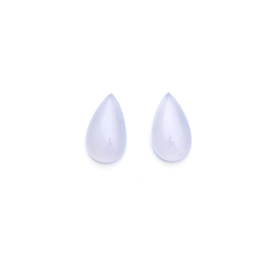 Natural Blue Chalcedony Smooth Pear Cabochon Gemstone | 18x31 mm | Chalcedony Jewelry Making Gemstone | Pair ( 2 Pieces )