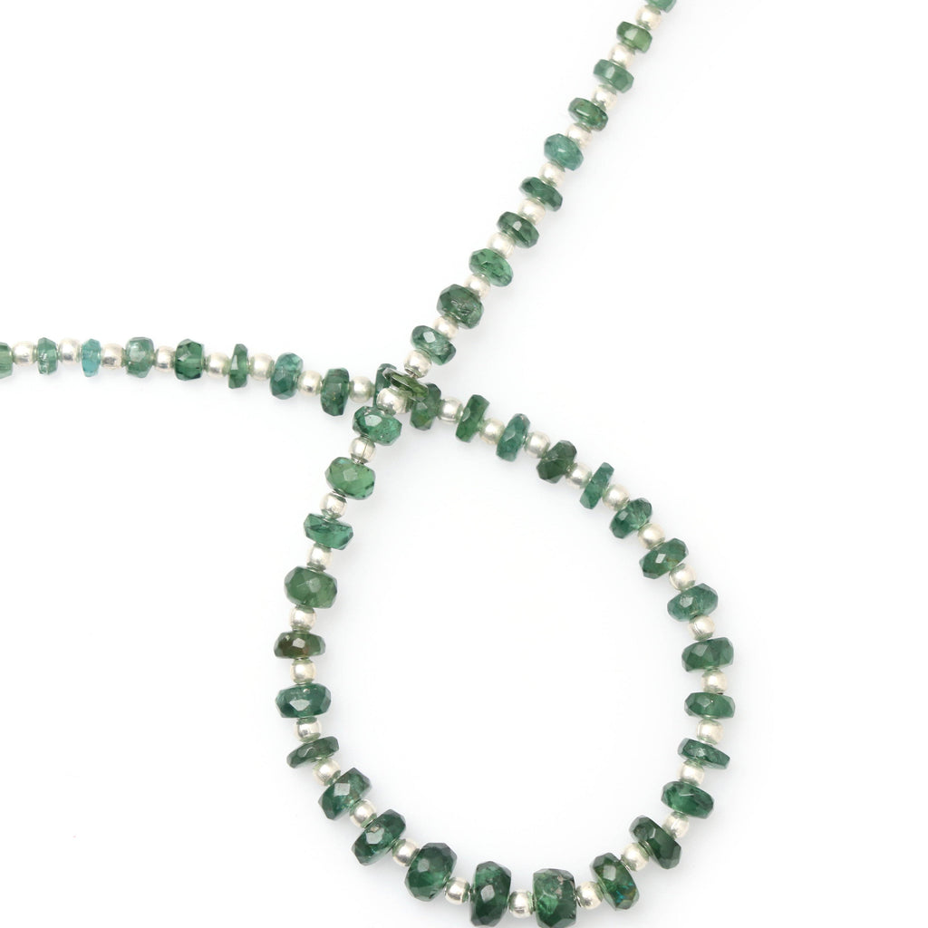 Green Apatite Faceted Beads With Spacer Balls, Apatite Beads- 3 mm to 6 mm -Green Apatite Beads - Gem Quality , 8 Inch, Price Per Strand - National Facets, Gemstone Manufacturer, Natural Gemstones, Gemstone Beads