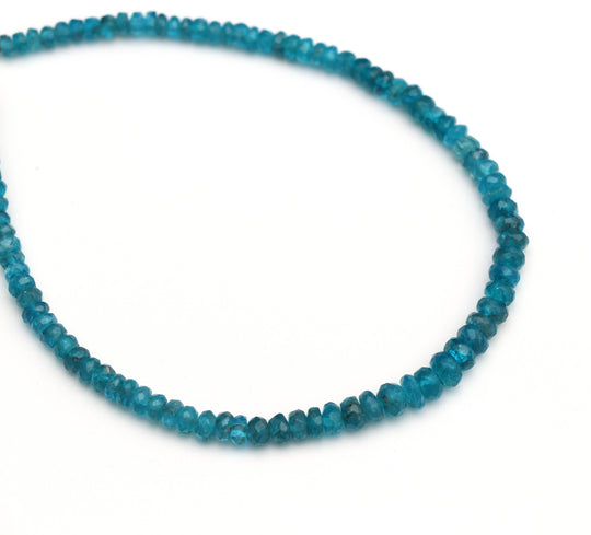 Neon Apatite Faceted Roundel Beads - 3 mm to 5 mm - Neon Apatite Faceted - Gem Quality , 8 Inch/ 20 Cm Full Strand, Price Per Strand