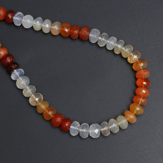 Natural Mexican Fire Opal Shaded Faceted Rondelle Beads | 8 mm to 9 mm | Fire Opal Beads | 18 Inch Full strand | Price Per Strand