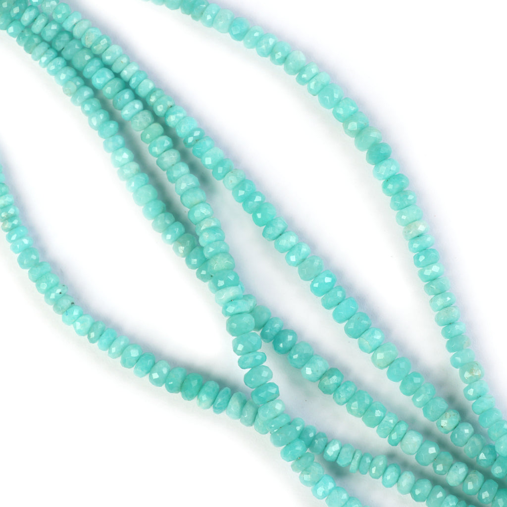 Natural Amazonite Faceted Beads | Amazonite Beads | Faceted Beads | 4 mm to 5 mm-Amazonite Beads-Gem Quality, 8 Inch, Price Per Strand - National Facets, Gemstone Manufacturer, Natural Gemstones, Gemstone Beads