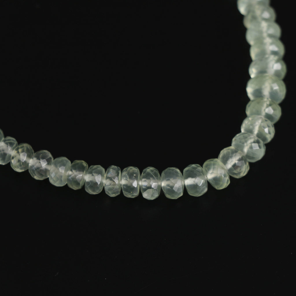 Prehnite Roundel Faceted Beads - 5.5 mm to 8 mm - Prehnite Beads - Gem Quality , 8 Inch/ 20 Cm Full Strand, Price Per Strand - National Facets, Gemstone Manufacturer, Natural Gemstones, Gemstone Beads