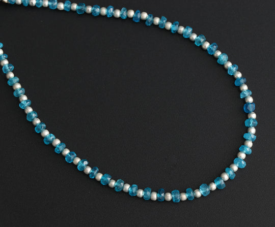 Neon Apatite Faceted Roundel Beads With Metal Balls - 3 mm to 4 mm - Neon Apatite Beads - Gem Quality , 8 Inch Full Strand, Price Per Strand