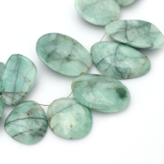 Emerald Faceted Rose Cut Fancy Shape Beads - 10x16 mm to 20x26 mm- Emerald Jewelry Making Gemstone, 20 Cm Full Strand, Price Per Strand