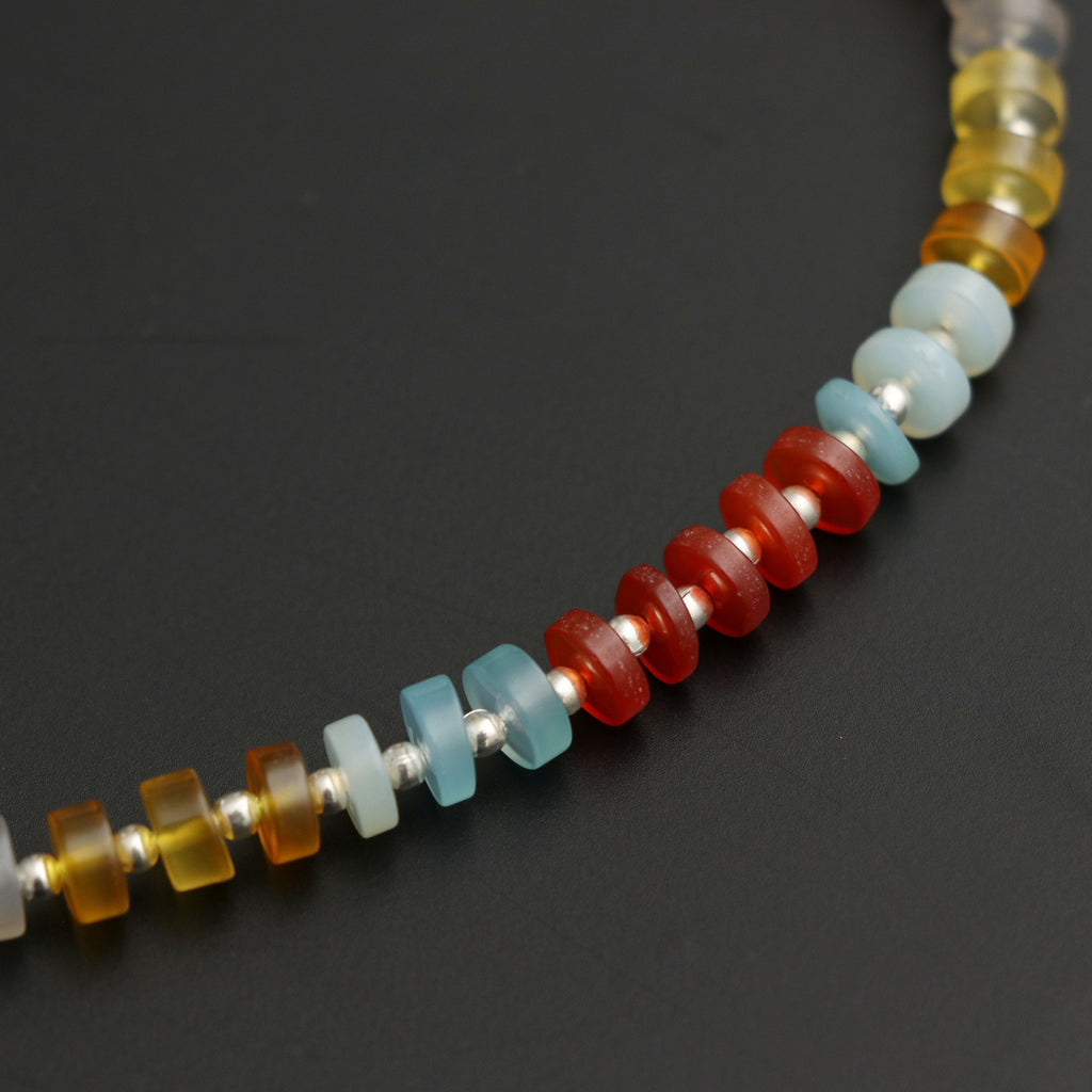 Multi Color Onyx Smooth Tyre Beads , 5 mm to 7 mm ,Multi Onyx Tyre Gemstone , Onyx strand, 8 Inch/20 Cm Full Strand, Price Per Strand - National Facets, Gemstone Manufacturer, Natural Gemstones, Gemstone Beads