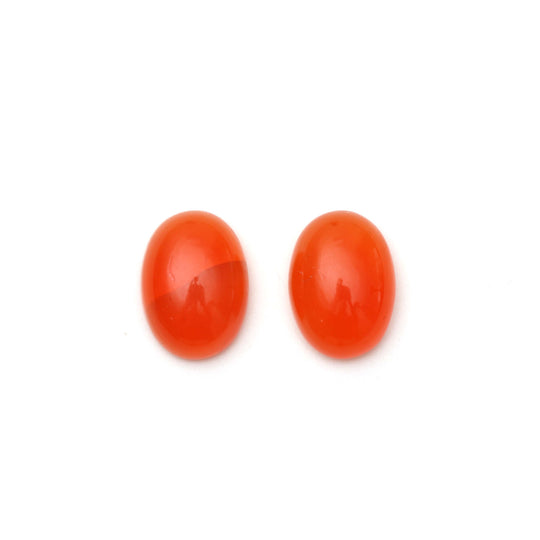 Natural Carnelian Smooth Oval Cabochon Gemstone | 13x18 mm | Carnelian Jewelry Making Gemstone | Pair ( 2 Pieces )