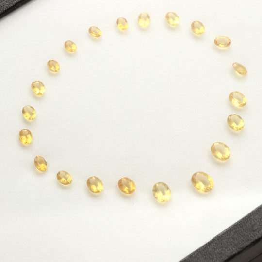 Natural Yellow Aquamarine Faceted Oval Loose Gemstone Layout, 5x7 mm to 9x11 mm, Aquamarine Oval Jewelry Making Gemstone, Set Of 21 Pieces