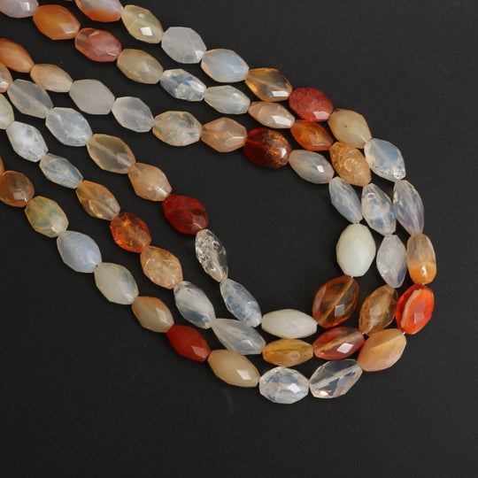 Mexican Fire Opal Faceted Barrel Beads, 6x8 mm to 7.5x10 mm, Fire Opal Jewelry Making Beads, Price Per Strand