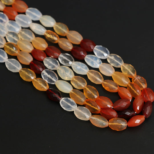 Natural Mexican Fire Opal Faceted Barrel Beads, 7.5x10 mm to 7.5x12 mm, Fire Opal Jewelry Handmade , Price Per Strand