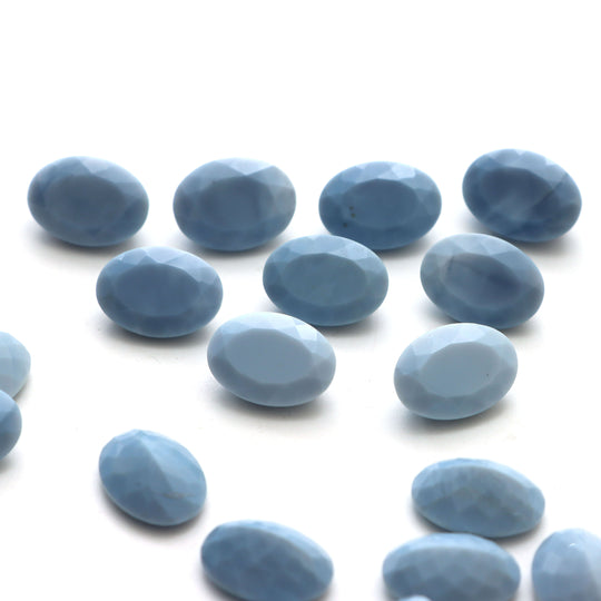 Blue Opal Faceted Oval Loose Gemstone, 13x18 mm, Blue Opal Jewelry Making Gemstone, Set of 26 pieces
