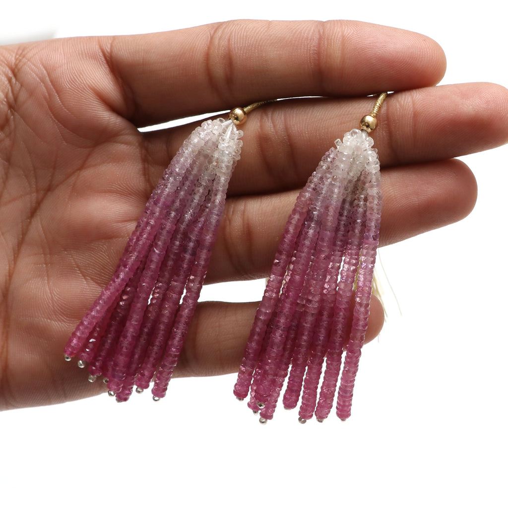 Natural Shaded Ruby Faceted Tyre Beads, 3.5mm, Jewelry Making, Ruby Beads, 2.5 Inches Full Strand, Pair ( 16 Strands ) - National Facets, Gemstone Manufacturer, Natural Gemstones, Gemstone Beads