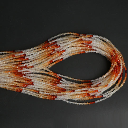 Natural Fire Opal Micro Faceted Rondelle Beads, 3 mm, Fire Opal Jewelry Making Beads, 18 Inch Full Strand, Price Per Set