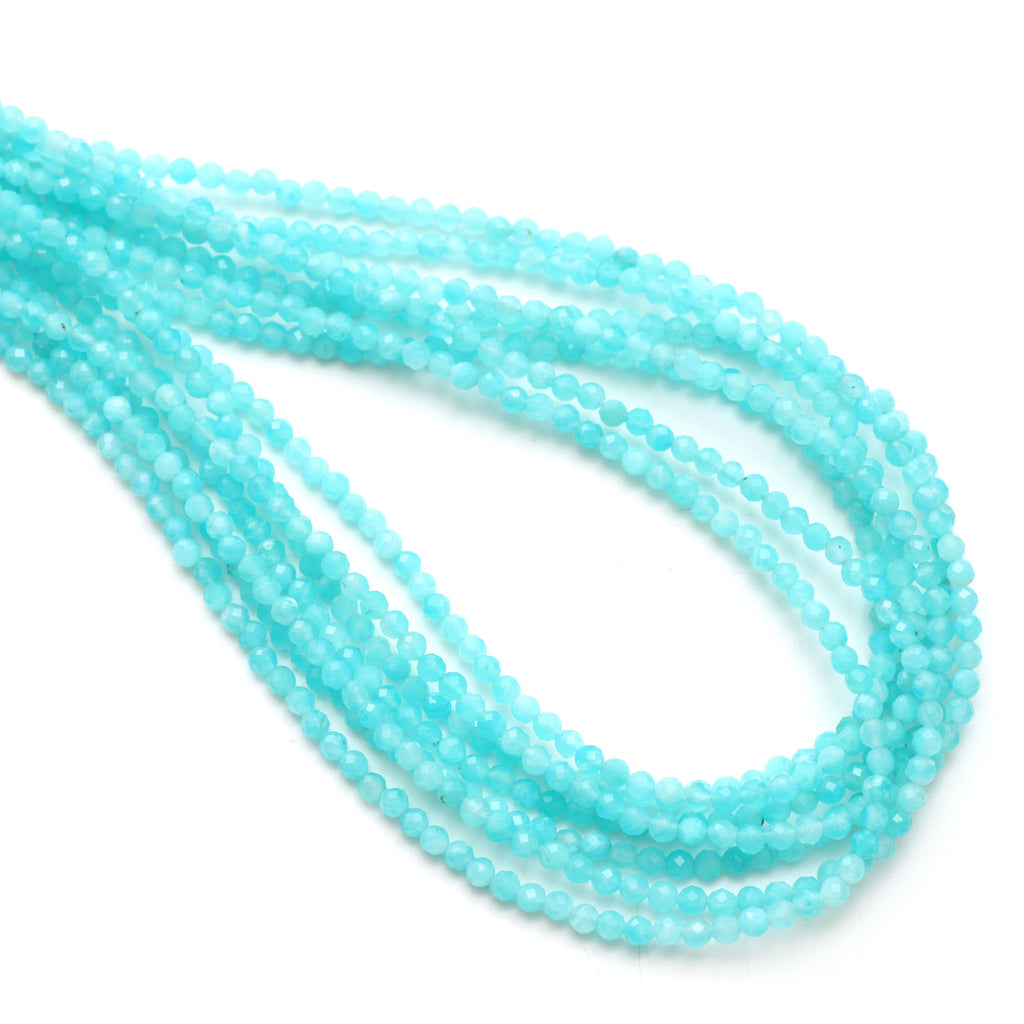 Natural Amazonite Micro Faceted Rondelle Beads, 3 mm, Amazonite Rondelle Beads, 18 Inch Full Strand, Price Per Set - National Facets, Gemstone Manufacturer, Natural Gemstones, Gemstone Beads