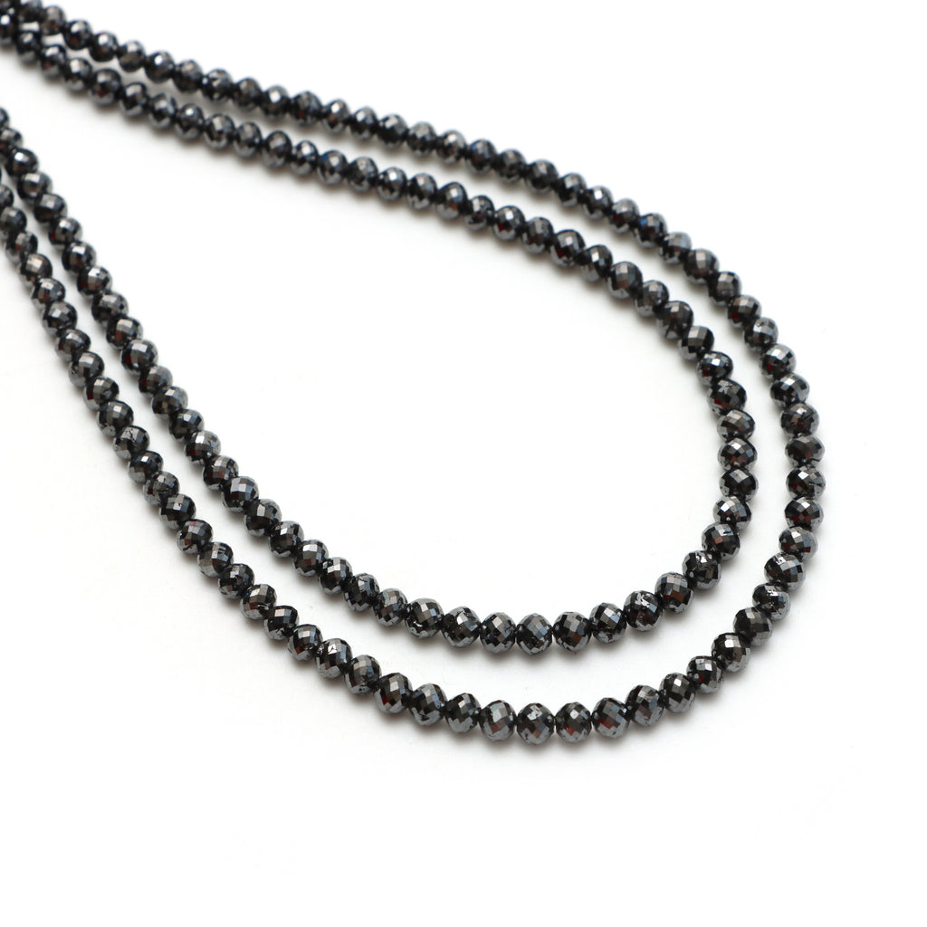 Black Diamond Faceted Rondelle Beads