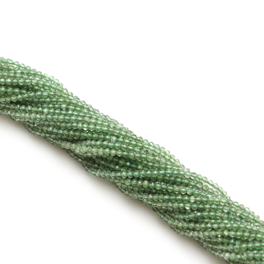 Natural Mint Apatite Micro Faceted Rondelle Beads, 2.5 mm, Mint Apatite Rondelle Beads, 18 Inch Full Strand, Price Per Set - National Facets, Gemstone Manufacturer, Natural Gemstones, Gemstone Beads