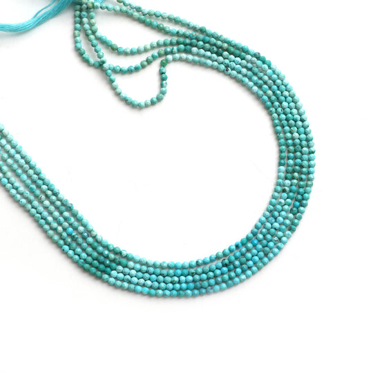 Natural Turquoise Micro Faceted Roundel Beads, Turquoise Micro Roundel - 2.5 mm - Turquoise Beads,  12.5 Inch, Set Of 5