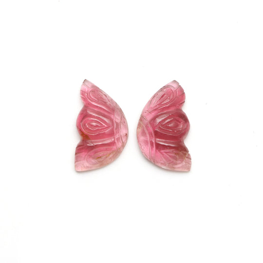 Natural Tourmaline Wings Carving Loose Gemstone, 11x18.5 mm, Tourmaline Jewelry Making Gemstone, Pair ( 2 Pieces )