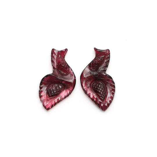 Natural Tourmaline Fancy Carving Loose Gemstone, 13x26 mm, Tourmaline Jewelry Making Gemstone, Pair ( 2 Pieces )