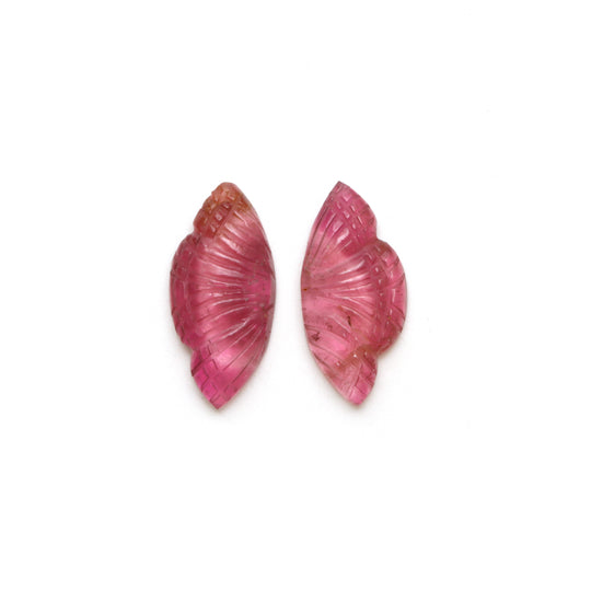 Natural Tourmaline Wings Carving Loose Gemstone, 9x20 mm, Tourmaline Jewelry Making Gemstone, Pair ( 2 Pieces )