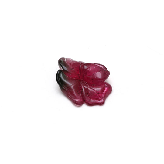 Natural Bi Color Tourmaline Flower Carving Loose Gemstone, 26x33 mm, Bi Color Tourmaline Flower Carving Smooth Gemstone, 1 Piece