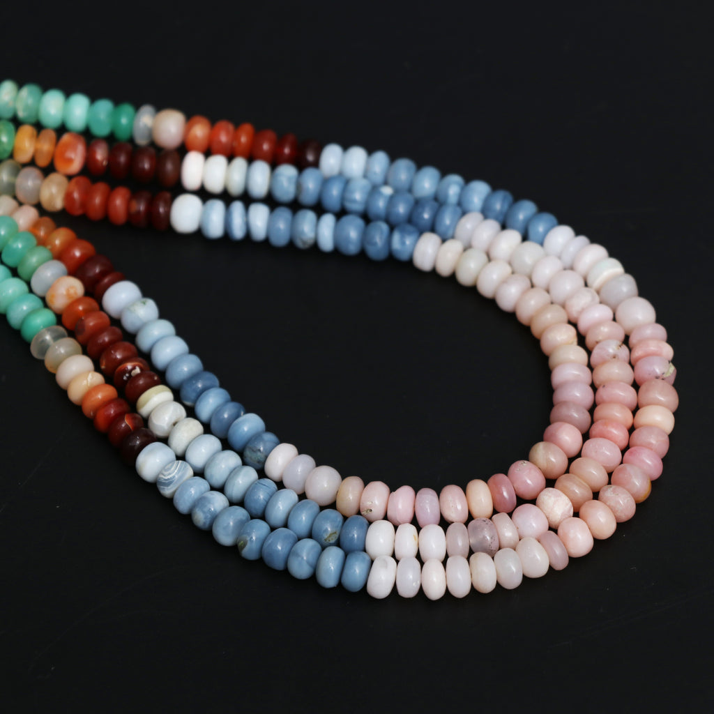 Multi Opal Smooth Rondelle Beads, 6 mm to 7 mm, Multi Opal Jewelry Handmade Gift for Women, 18 Inches Full Strand, Price Per Strand - National Facets, Gemstone Manufacturer, Natural Gemstones, Gemstone Beads, Gemstone Carvings