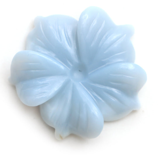 Blue Opal Flower Carving Loose Gemstone, 26.5x27 mm, Blue Opal Jewelry Making Gemstone, Pair ( 2 Pieces )