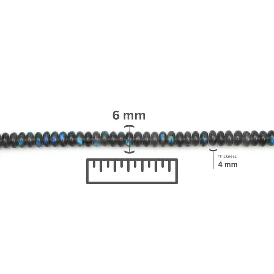 Labradorite Calibrated Smooth Rondelle Beads, 6 mm, Labradorite Jewelry Making Beads, 16 Inches Full Strand, Price Per Strand