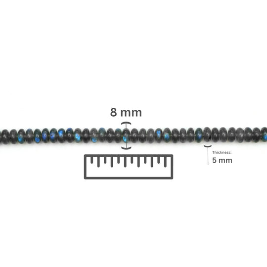 Labradorite Calibrated Smooth Rondelle Beads, 8 mm, Labradorite Jewelry Making Beads, 16 Inches Full Strand, Price Per Strand